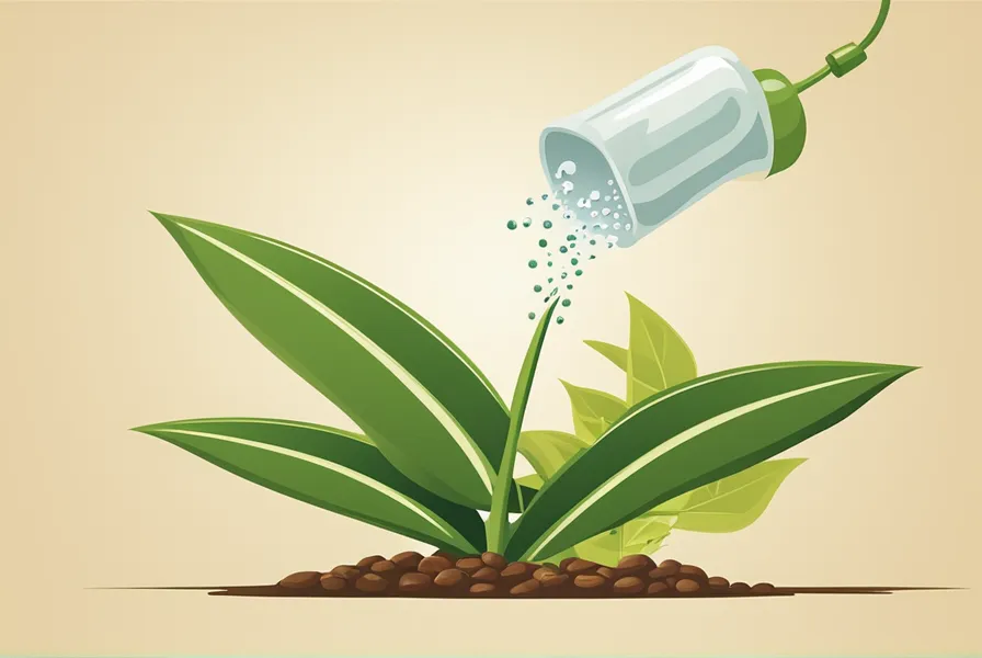 illustration of a plant being sprayed with insecticidal soap or insecticide.