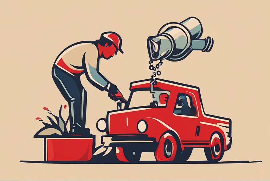 illustration of a person pouring diesel onto a plant with a red