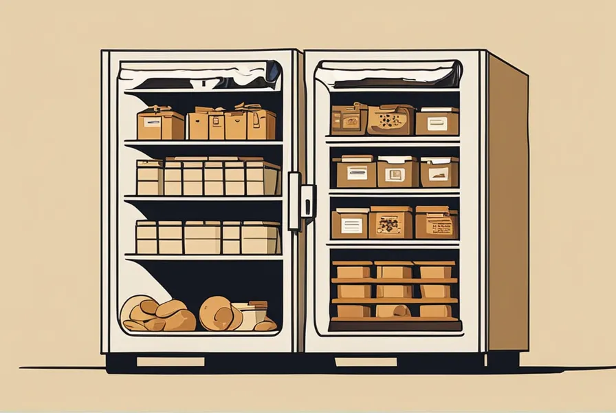 illustration of a person storing sealed botanical units in a freezer.