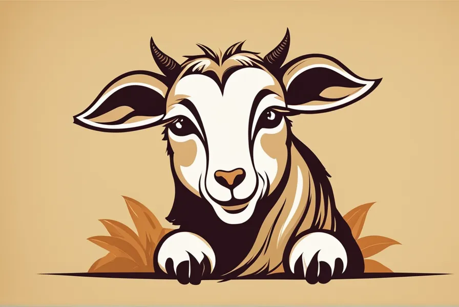 illustration of a cute goat chewing on something non-edible