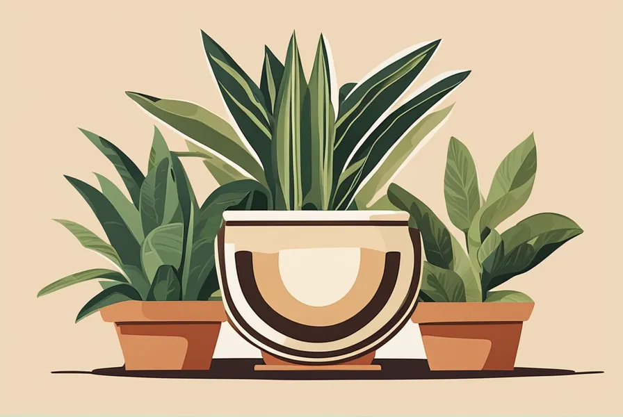 illustration of a snake plant being fertilized with a houseplant fertilizer.